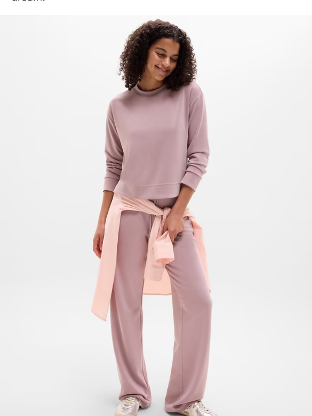 ATHLETA SEASOFT SET CREWNECK SWEATSHIRT MED MID RISE STRAIGHT PANT SMALL PURPLE